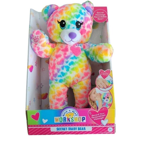 BUILD-A-BEAR WORKSHOP Secret Diary Bear NIB Records Personalized Messages Neon - Picture 1 of 7